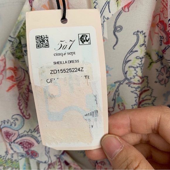 CINQ À SEPT Sheilla Floral Ruffle Midi Dress Size 6 Plunging V-Neck Flounce - Picture 8 of 9